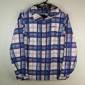 Burton Jacket Women Small DryRide Misty 2L Hooded Plaid Skiing Snowboard Pockets